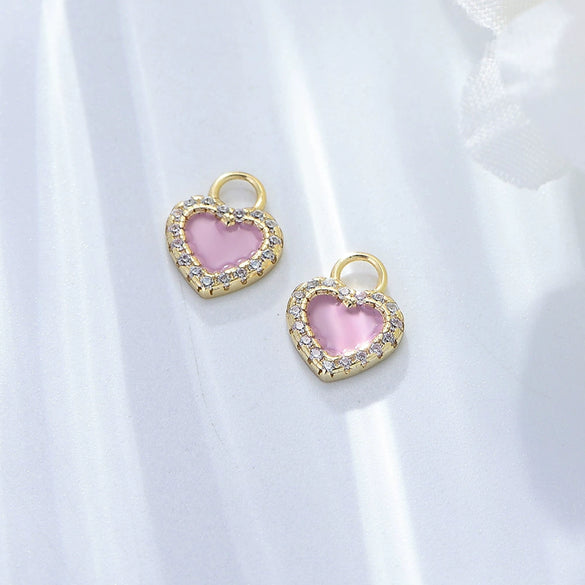 Wholesale Women's 925 Sterling Silver Geometric Pink Oil Drop Heart Zircon Earrings