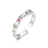 Wholesale Women's 925 Sterling Silver Geometric Rainbow Irregular Liquid Ring With Gem Inlaid Design