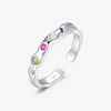 Wholesale Women's 925 Sterling Silver Geometric Rainbow Irregular Liquid Ring With Gem Inlaid Design