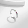 Wholesale Women's 925 Sterling Silver Geometric Rainbow Irregular Liquid Ring With Gem Inlaid Design