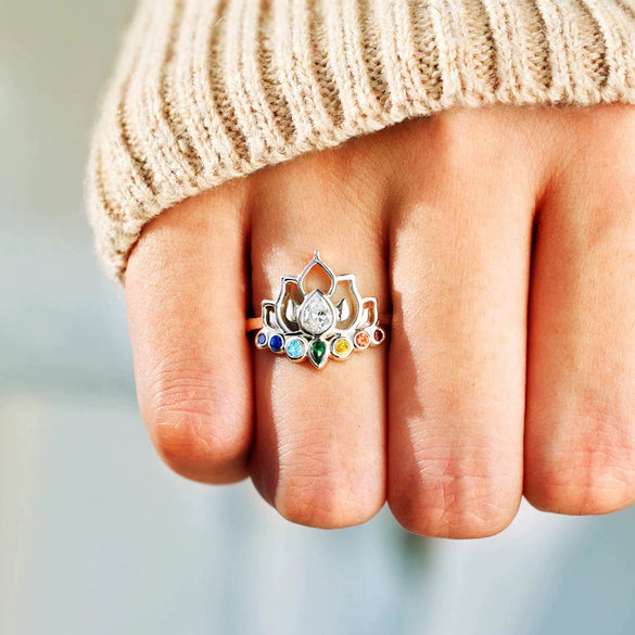 Wholesale Women's 925 Sterling Silver Geometric Rebirth Lotus Ring With Electroplating