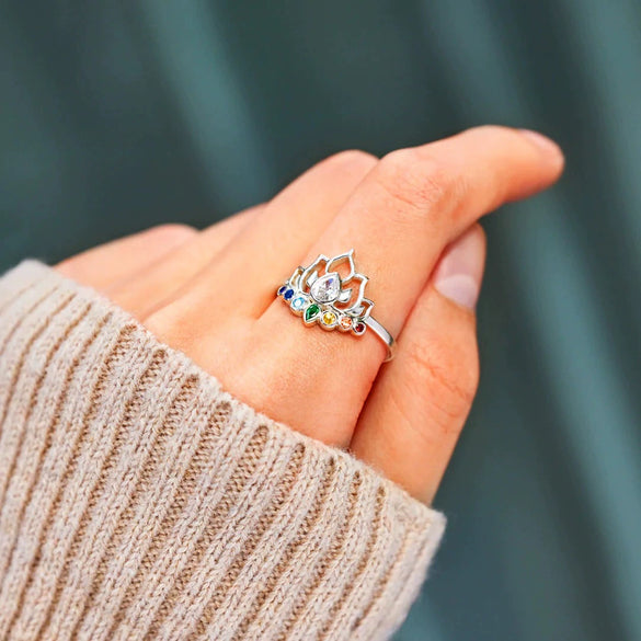 Wholesale Women's 925 Sterling Silver Geometric Rebirth Lotus Ring With Electroplating