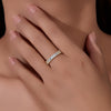 Wholesale Women's 925 Sterling Silver Geometric Rectangular Zircon Diamond Ring