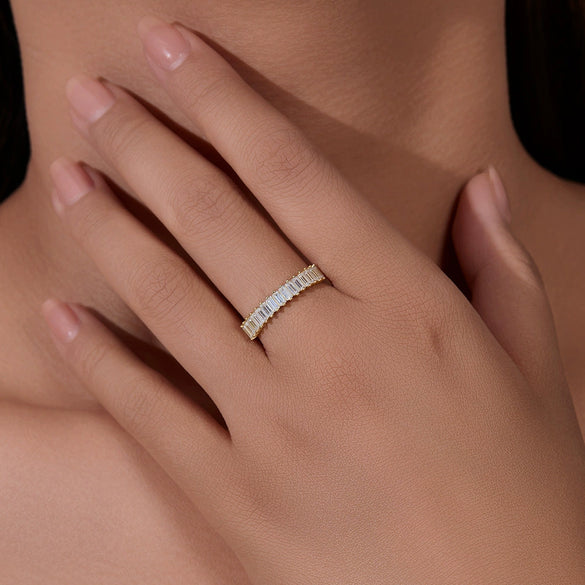 Wholesale Women's 925 Sterling Silver Geometric Rectangular Zircon Diamond Ring