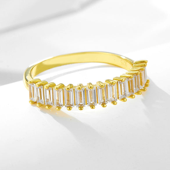 Wholesale Women's 925 Sterling Silver Geometric Rectangular Zircon Diamond Ring