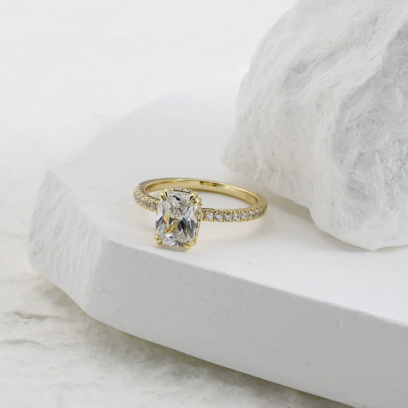 Wholesale Women's 925 Sterling Silver Geometric Ring Set With High Carbon Diamonds In Light Luxury Style