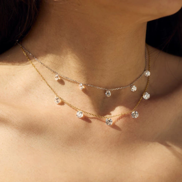 Wholesale Women's 925 Sterling Silver Geometric Round Pendant Clavicle Chain Necklace With Electroplating