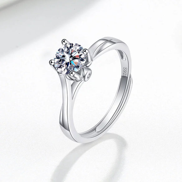 Wholesale Women's 925 Sterling Silver Geometric Simulation Diamond Ring With Electroplating