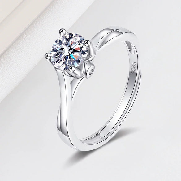 Wholesale Women's 925 Sterling Silver Geometric Simulation Diamond Ring With Electroplating