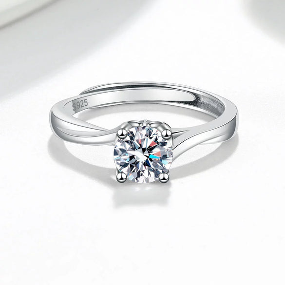 Wholesale Women's 925 Sterling Silver Geometric Simulation Diamond Ring With Electroplating