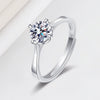 Wholesale Women's 925 Sterling Silver Geometric Single Diamond Four Claw Ring With Electroplating