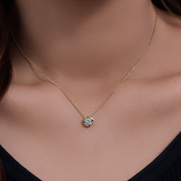 Wholesale Women's 925 Sterling Silver Geometric Single Diamond Zircon Clavicle Necklace
