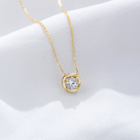Wholesale Women's 925 Sterling Silver Geometric Single Diamond Zircon Clavicle Necklace