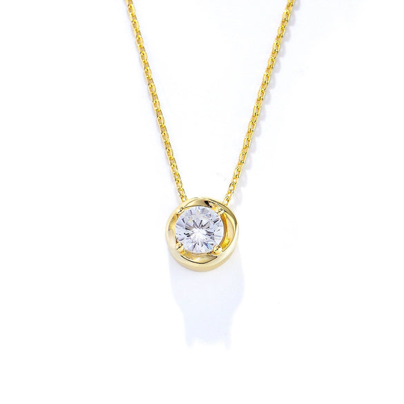 Wholesale Women's 925 Sterling Silver Geometric Single Diamond Zircon Clavicle Necklace