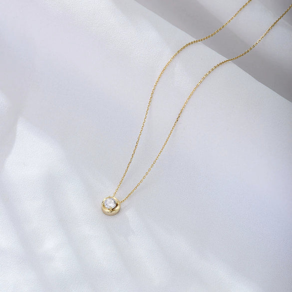 Wholesale Women's 925 Sterling Silver Geometric Single Diamond Zircon Clavicle Necklace