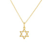 Wholesale Women's 925 Sterling Silver Geometric Sixpointed Star Hollow Pendant Necklace With 14K Gold Plated Diamond Cross Chain