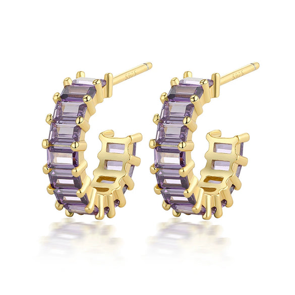 Wholesale Women's 925 Sterling Silver Geometric Square Zircon Earrings With Electroplating And Dopamine Style