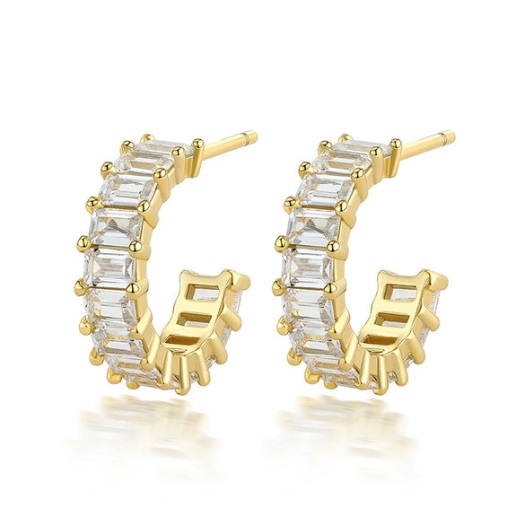 Wholesale Women's 925 Sterling Silver Geometric Square Zircon Earrings With Electroplating And Dopamine Style