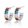 Wholesale Women's 925 Sterling Silver Geometric Square Zircon Earrings With Electroplating And Dopamine Style