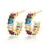Wholesale Women's 925 Sterling Silver Geometric Square Zircon Earrings With Electroplating And Dopamine Style