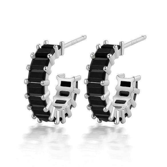 Wholesale Women's 925 Sterling Silver Geometric Square Zircon Earrings With Electroplating And Dopamine Style
