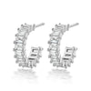 Wholesale Women's 925 Sterling Silver Geometric Square Zircon Earrings With Electroplating And Dopamine Style