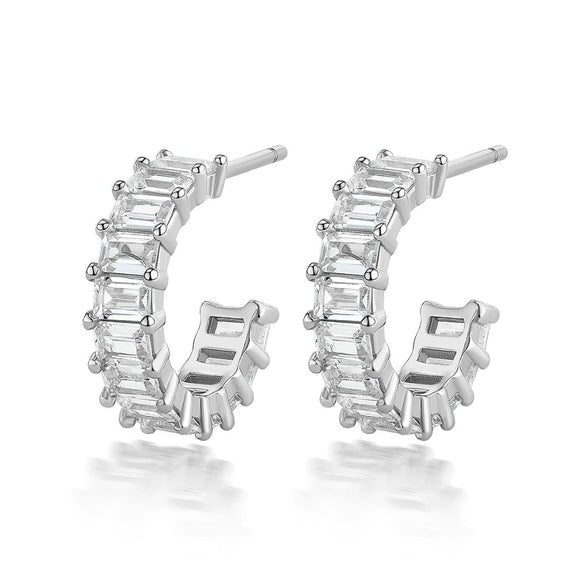 Wholesale Women's 925 Sterling Silver Geometric Square Zircon Earrings With Electroplating And Dopamine Style