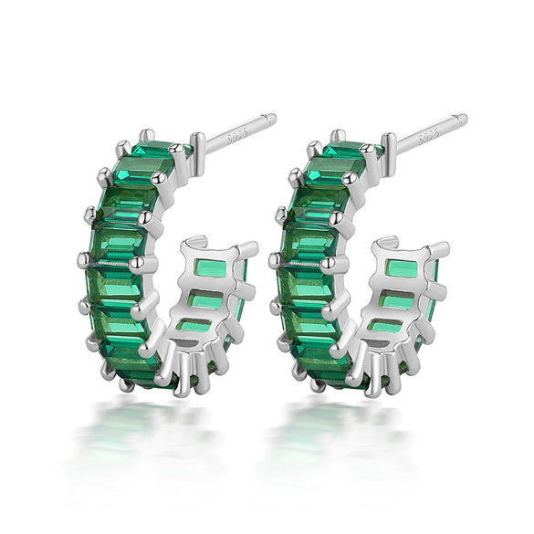Wholesale Women's 925 Sterling Silver Geometric Square Zircon Earrings With Electroplating And Dopamine Style