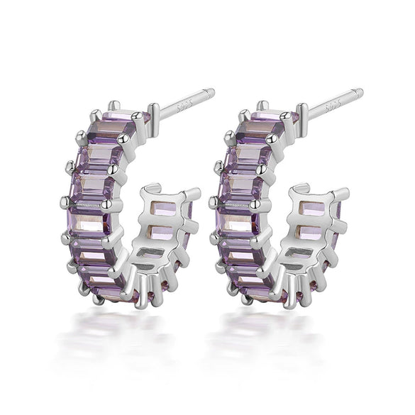 Wholesale Women's 925 Sterling Silver Geometric Square Zircon Earrings With Electroplating And Dopamine Style