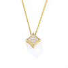 Wholesale Women's Sterling Silver Geometric Square Zircon Pendant Necklace With Cross Chain And Diamond Design