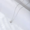 Wholesale Women's Sterling Silver Geometric Square Zircon Pendant Necklace With Cross Chain And Diamond Design