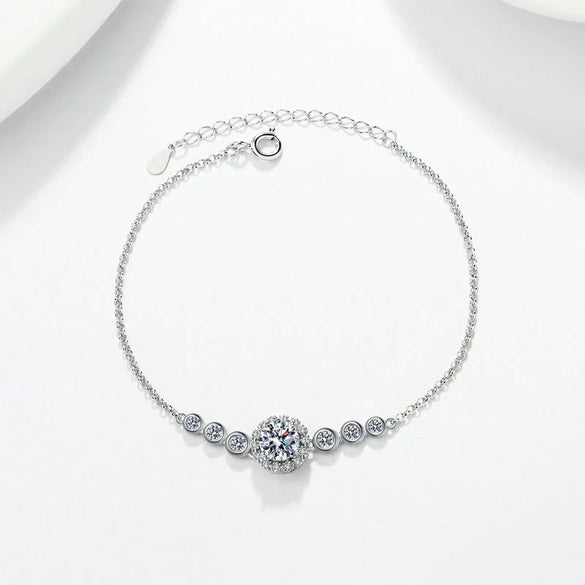 Wholesale Women's 925 Sterling Silver Geometric Star Moissanite Bracelet With Electroplating