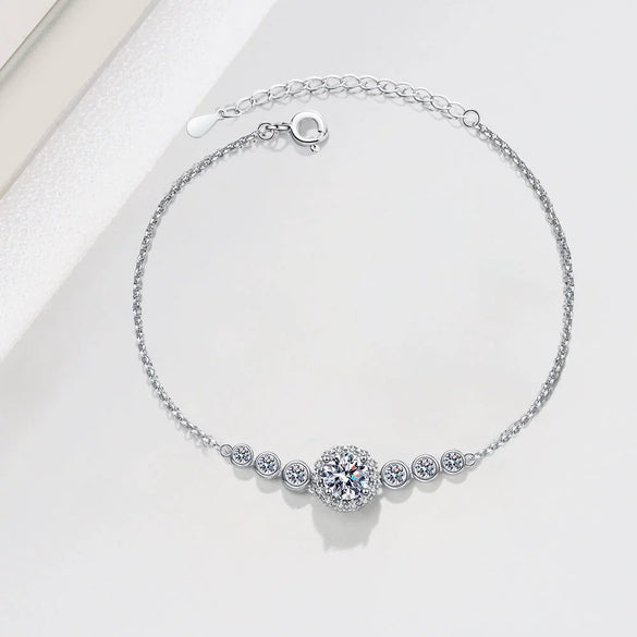 Wholesale Women's 925 Sterling Silver Geometric Star Moissanite Bracelet With Electroplating