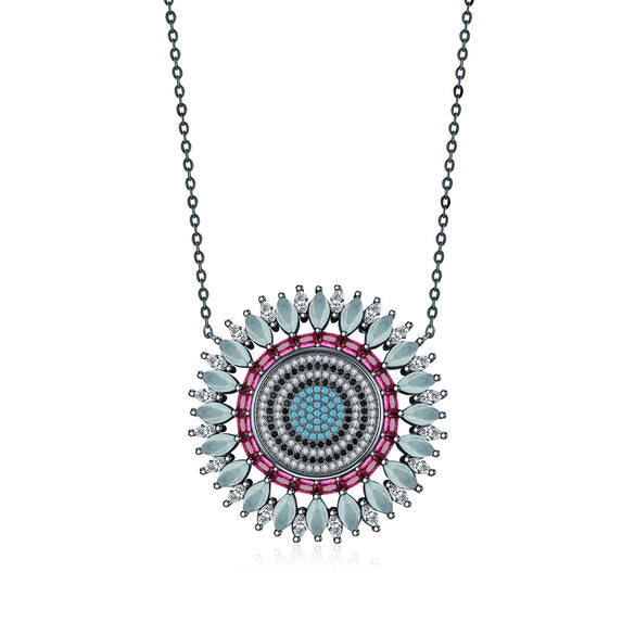 Wholesale Women's 925 Sterling Silver Geometric Style Electroplated Pendant Necklace With Clavicle Chain