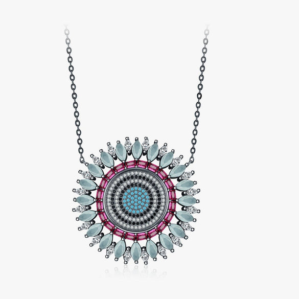 Wholesale Women's 925 Sterling Silver Geometric Style Electroplated Pendant Necklace With Clavicle Chain