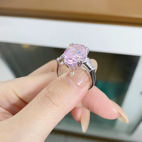 Wholesale Women's 925 Sterling Silver Geometric Sweet Style Diamond Ring