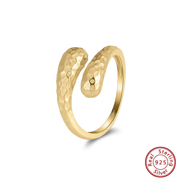 Wholesale Women's 925 Sterling Silver Geometric Threelayer Interwoven Electroplated Ring