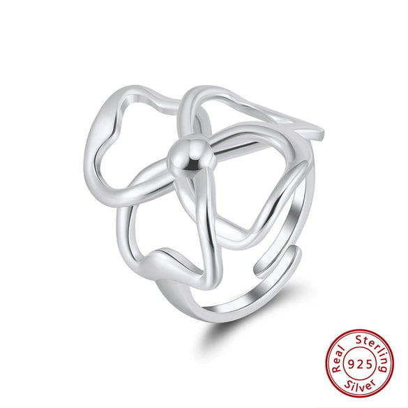Wholesale Women's 925 Sterling Silver Geometric Threelayer Interwoven Electroplated Ring