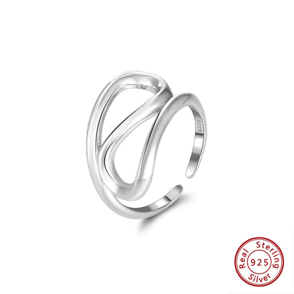 Wholesale Women's 925 Sterling Silver Geometric Threelayer Interwoven Electroplated Ring
