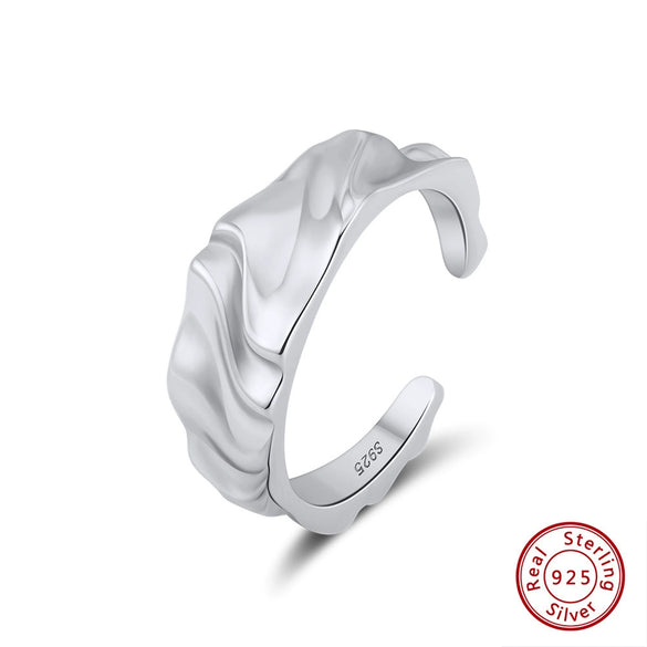 Wholesale Women's 925 Sterling Silver Geometric Threelayer Interwoven Electroplated Ring