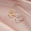 Wholesale Women's 925 Sterling Silver Geometric Threelayer Line Interwoven Ring Electroplated