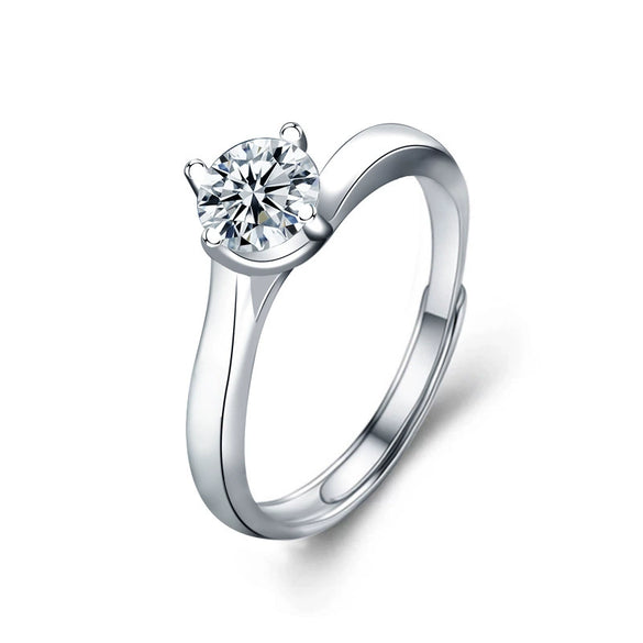 Wholesale Women's 925 Sterling Silver Geometric Twisted Arm Moissanite Ring With Electroplating