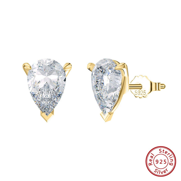 Wholesale Women's 925 Sterling Silver Geometric Water Drop Zircon Earrings Electroplated Normcore Retro Elegant Jewelry