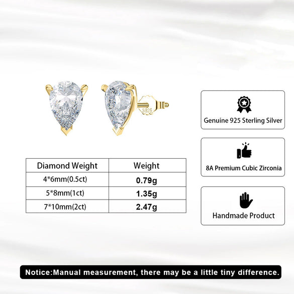 Wholesale Women's 925 Sterling Silver Geometric Water Drop Zircon Earrings Electroplated Normcore Retro Elegant Jewelry