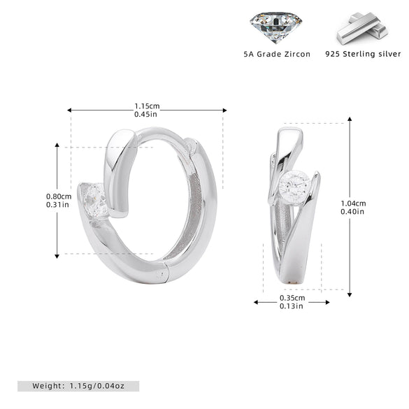 Wholesale Women's 925 Sterling Silver Geometric Wave Inlaid Zircon Ear Buckle Earrings