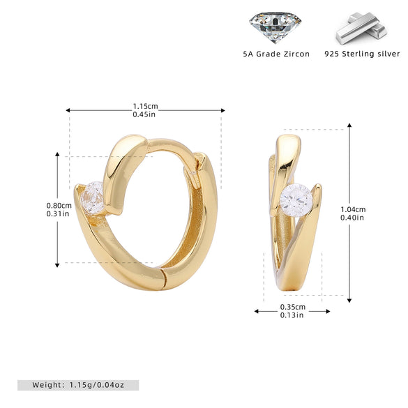 Wholesale Women's 925 Sterling Silver Geometric Wave Inlaid Zircon Ear Buckle Earrings