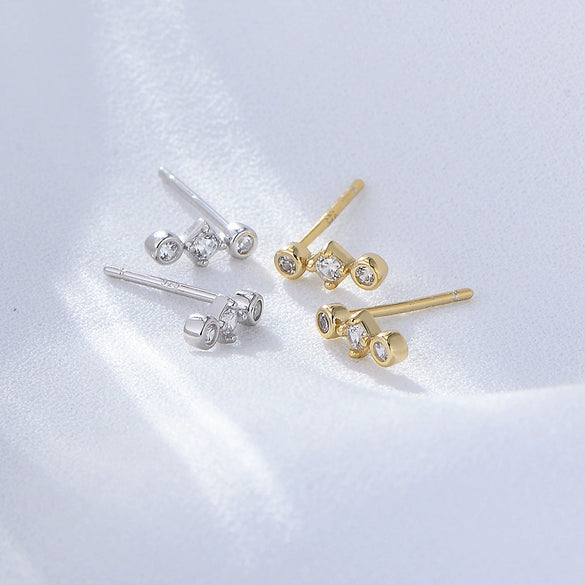 Wholesale Women's 925 Sterling Silver Geometric Zircon Mini Earrings