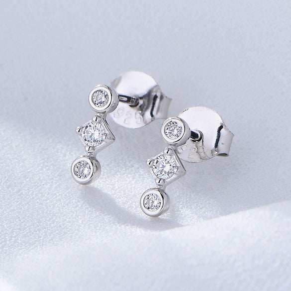 Wholesale Women's 925 Sterling Silver Geometric Zircon Mini Earrings