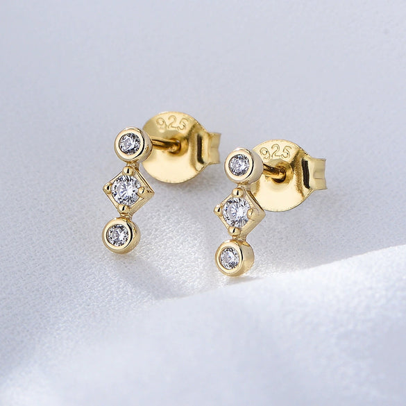 Wholesale Women's 925 Sterling Silver Geometric Zircon Mini Earrings