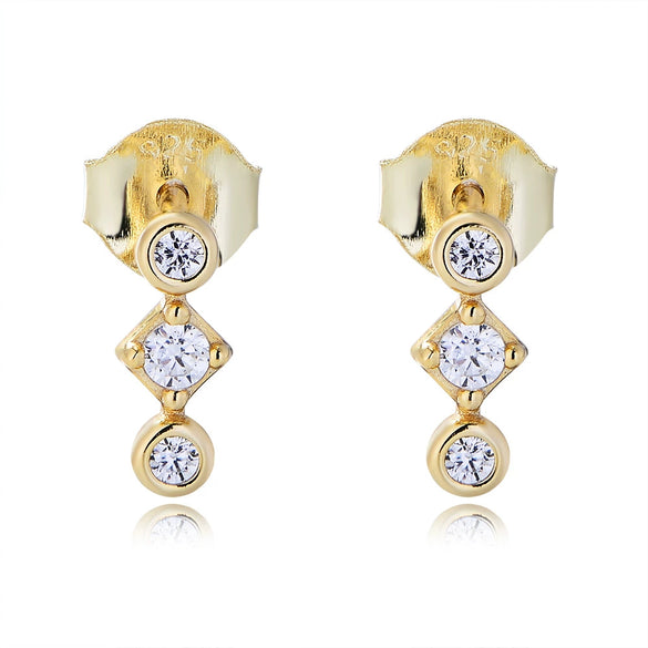 Wholesale Women's 925 Sterling Silver Geometric Zircon Mini Earrings